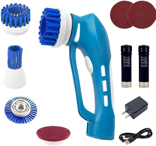 Electric Scrubber Power Cordless, Portable 360 Handheld Washing Cleaning Machine with 6 Replaceable Brush Heads, High Rotation for Bathroom, Floor, Kitchen, Car, Sink, Wall, Window-Ruum Studio Home