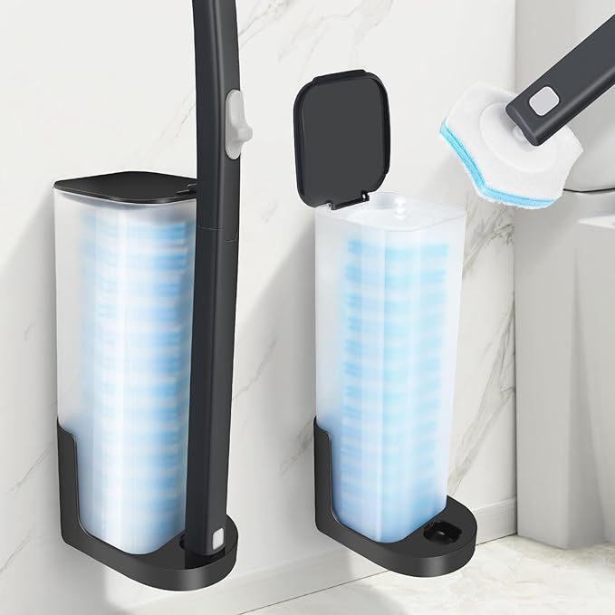 squish 2 Kit Disposable Toilet Brush with 32 Refills, Toilet Bowl Toilet Brush and Holder, Wall Mounted Toilet Brush with No Drilling Adhesive for Toilet Cleaning-Ruum Studio Home