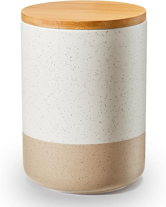 Yangbaga Canister Sets for Kitchen Counter, 80 OZ Large Ceramic Food Storage Jars with Airtight Wood Lids, Large Kitchen Canisters for Coffee, Sugar, Tea, Flour, Spice-Ruum Studio Home