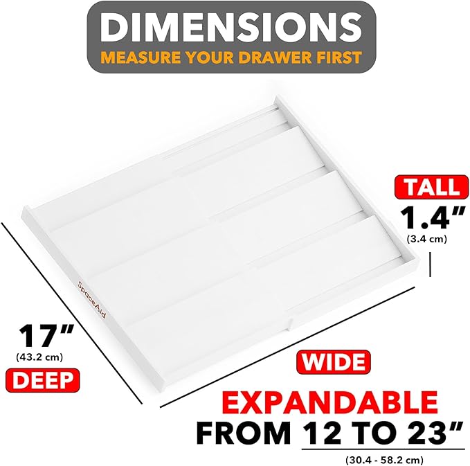 SpaceAid Bamboo White Spice Drawer Organizer, (Need 3" Deep Drawer) Expandable 4 Tier Spices Rack for Cabinet, Kitchen Seasoning Storage Insert (Jars Not Included, From 12" to 23" Wide)-Ruum Studio Home