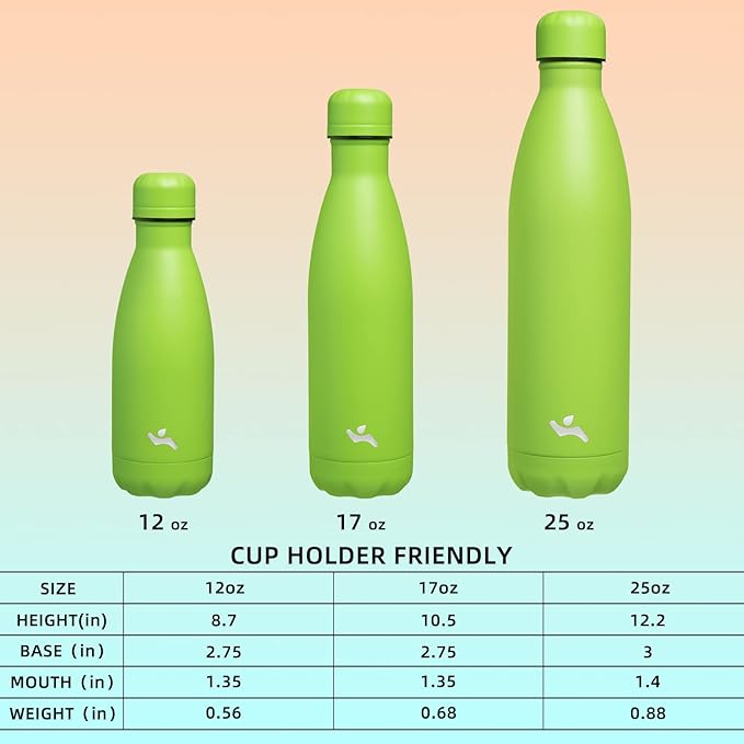 Insulated Water Bottles,17 oz Double Wall Stainless Steel Vacumm Metal Flask for Sports Travel,Green-Ruum Studio Home
