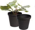 Elly Décor Set of 2 12 inch Round Saucer Modern Self Watering Planter Plates, Pots with Rattan-Like Finish, 12x12 Gray-Ruum Studio Home