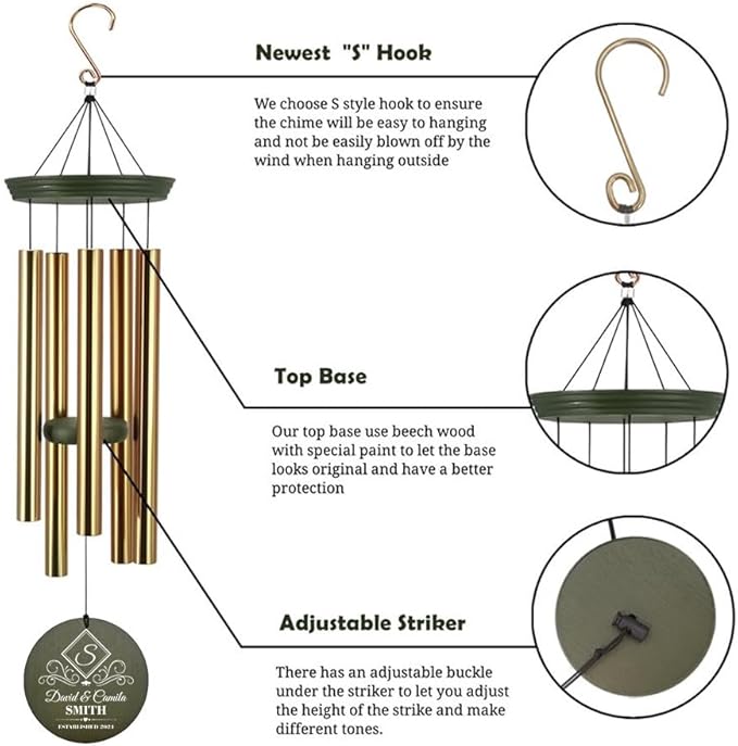 ASTARIN Personalized Wind Chimes for Anniversary, Customized Wedding, Anniversary Presents, Birthday Gifts for Loved One,Gifts for Couples, Gift for Wife, Gift for Her-Ruum Studio Home