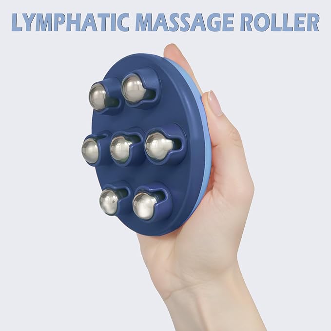 Lymphatic Massage Roller for Cellulite Remover Body Sculpting - Handheld Cellulite Massage Tool for Body Bloat Blood Circulation Lymphatic Drainage Blue-Ruum Studio Home