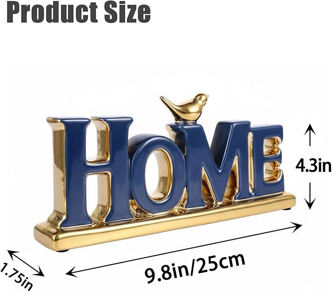 Love Sign Decoration,Blue and Gold Home Signs for Home Decor Statue,Modern Bird Sculpture Personalized Love Decor,Gold Style Figurine Decorative Ornaments for Living Room,Bedroom,Desktop-Ruum Studio Home