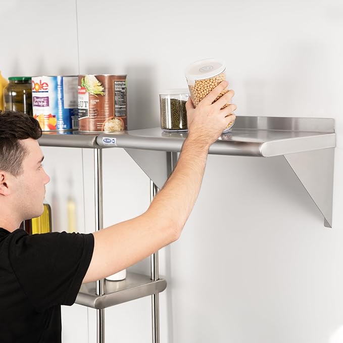 HARDURA Stainless Steel Shelf 12" x 48", 250lb Commercial Shelves Wall Mount Metal Shelving with Backsplash and Brackets for Kitchen, Restaurant, Laundry Room and Home-Ruum Studio Home