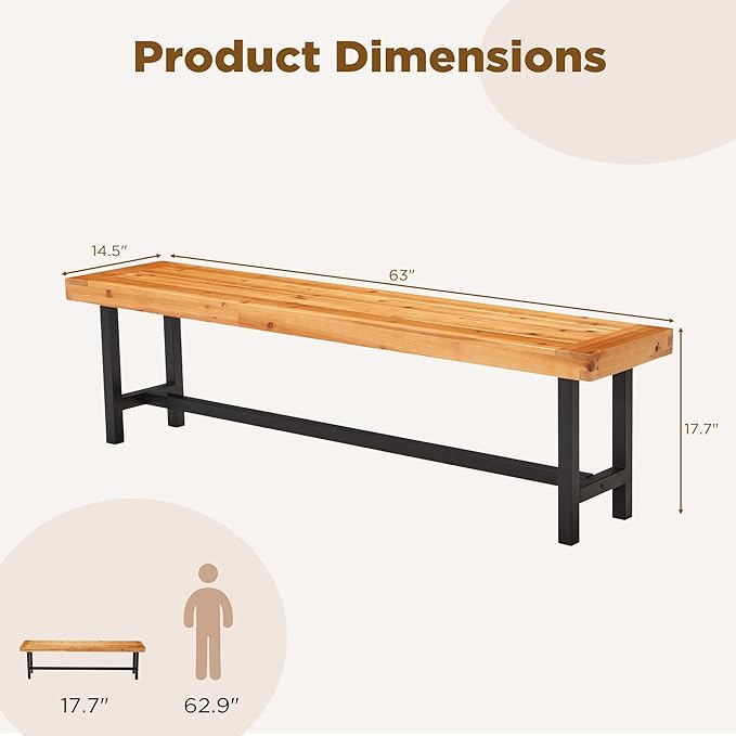 AVAWING Outdoor Wood Benches Set of 2, Patio Wooden Picnic Bench Waterproof, Backless Long Garden Park Chair for Porch, Balcony and Deck, Natural-Ruum Studio Home