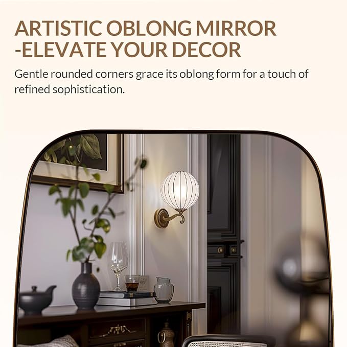 ANDY STAR Bronze Bathroom Mirror, 24x32 Oblong Vanity Mirror with Stainless Steel Metal Frame, Oil Bronze Oval Mirror for Over Sink, Modern Anti Rust Wall Mounted-Ruum Studio Home