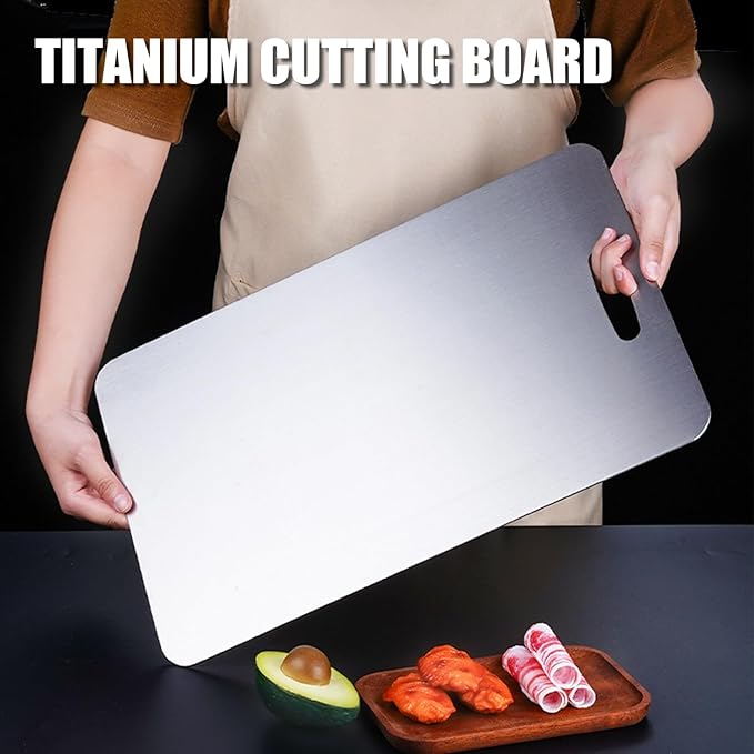 Titanium Cutting Board - 2025 New Upgrade 100% Pure Titanium Cutting Boards for Kitchen Double Sided Non Toxic Titanware Cutting Board,Hygiene Durable Dishwasher Safe Chopping Board (18"L x 12"W)-Ruum Studio Home