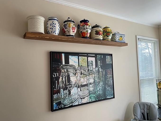 joelsantiques - 48 Inch Wooden Floating Shelves for Wall - 48x6x2 in - Made of Natural Wood - Long Heavy Duty Rustic Wall Shelves for Bedroom - Perfect for Living Room, Kitchen - Medium Brown-Ruum Studio Home