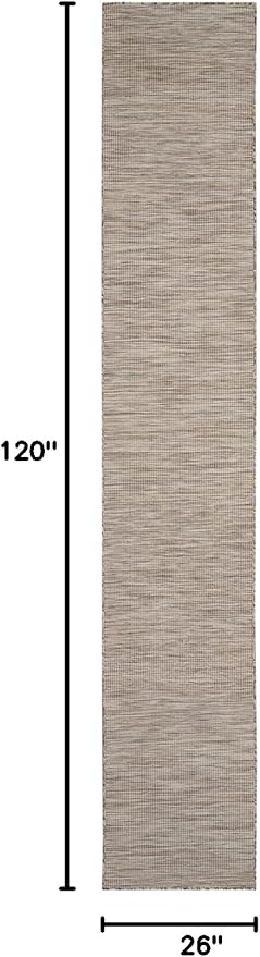 Nourison Positano Indoor/Outdoor Beige 2'2" x 10' Area Rug, Easy Cleaning, Non Shedding, Bed Room, Living Room, Dining Room, Backyard, Deck, Patio (2x10)-Ruum Studio Home