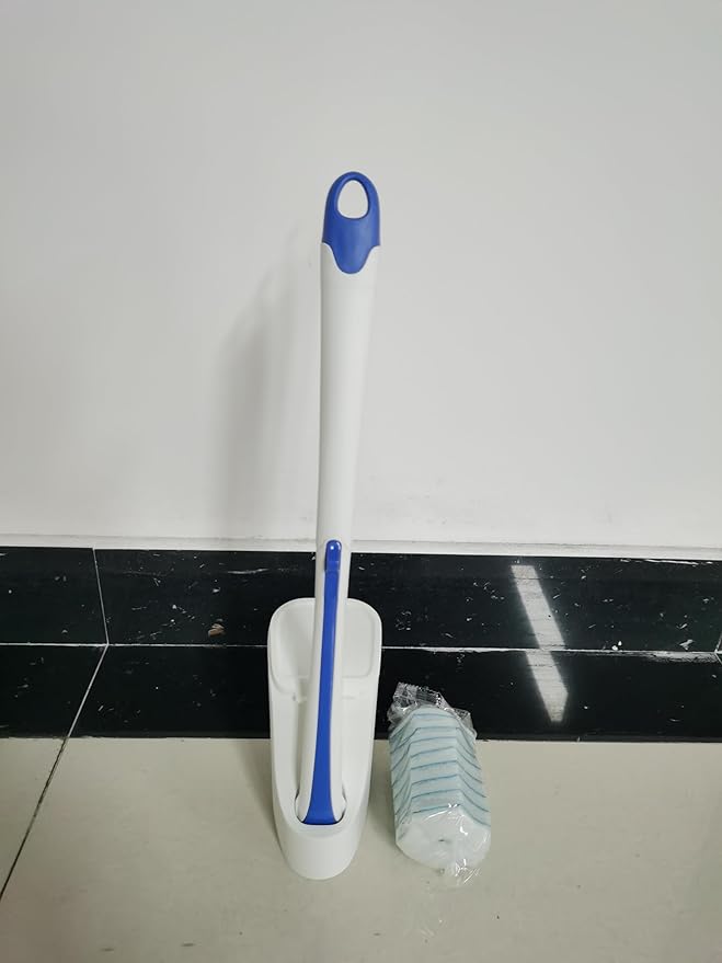 JEHONN Disposable Toilet Brush with 48 Wand Cleaner Refills, Wall Mounted Toilet Bowl Brush Holder Set, Bathroom Cleaning System for Sink Bathtub Wash Basin (Blue)-Ruum Studio Home