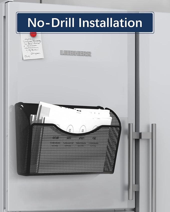 1-Tier Magnetic File Holder - No Drilling Installation File Organizer, Large Capacity Magnetic File Holder for Refrigerator, File Cabinets, Whiteboard, Office, Kitchen-Ruum Studio Home