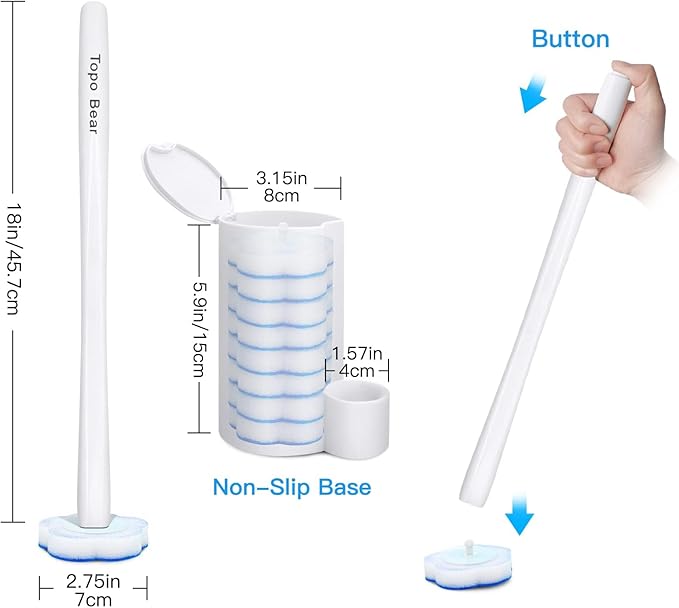 Disposable Toilet Brush Holder Set Toilet Wand (Pack of 2) Toilet Cleaner Scrubber with 24 Refills-Ruum Studio Home
