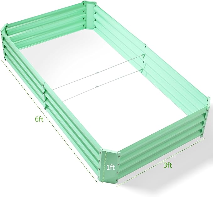 Land Guard 6×3×1ft Galvanized Metal Raised Garden Bed, Metal Planter Kit Box Outdoor for Deep-Rooted Vegetables, Flowers, Green and Herbs (Lime Green)…-Ruum Studio Home