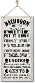 Rustic Western Bathroom Decor - Funny Wall Signs, Farmhouse Country Rules Wall Decor B1-Ruum Studio Home