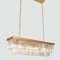 Gold Rectangle Crystal Chandelier, Modern Rectangular Pendant Ceiling Hanging Linear Chandeliers Light Fixture for Dining Room, Kitchen Island, Bar, 14-Light 59 Inches-Ruum Studio Home