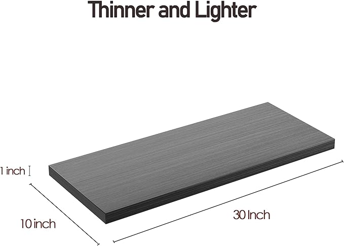 Wall Shelf Set of 2,Dark Wood Floating Shelves 30 in W x 10 in D x 1 in H, Wooden Floating Wall Shelf with Invisible Brackets for Living Room/Bedroom/Bathroom/Kitchen Storage and Decor-Ruum Studio Home