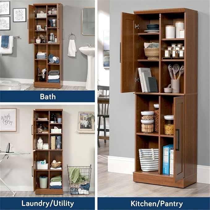 Sauder HomePlus Multi-Room Storage Cabinet with Adjustable Shelves and Door Positioning, Kitchen Laundry Bathroom Pantry Storage Cabinet, in Sienna Oak Finish-Ruum Studio Home