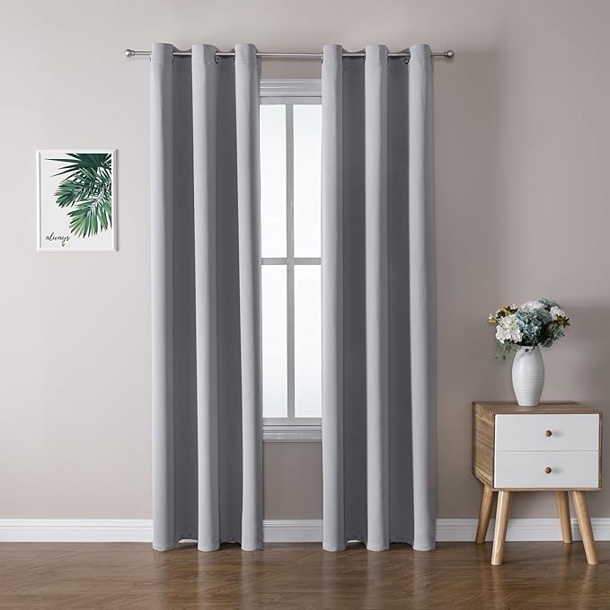 ChrisDowa Blackout Curtains 78 inches Long for Bedroom - 2 Panels Set Grommet Thermal Insulated Room Darkening Curtains for Living Room (Light Grey, 42 x 78 Inch)-Ruum Studio Home
