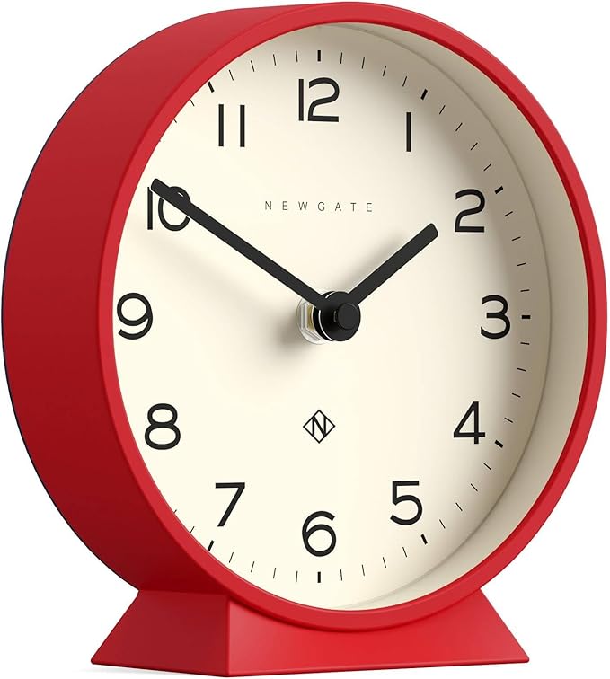 NEWGATE® M Mantel Echo Desk Clock | Modern Round Design | Red | Easy to Read Numbers | Contemporary Style for Desk, Table, Shelf or Bedside-Ruum Studio Home