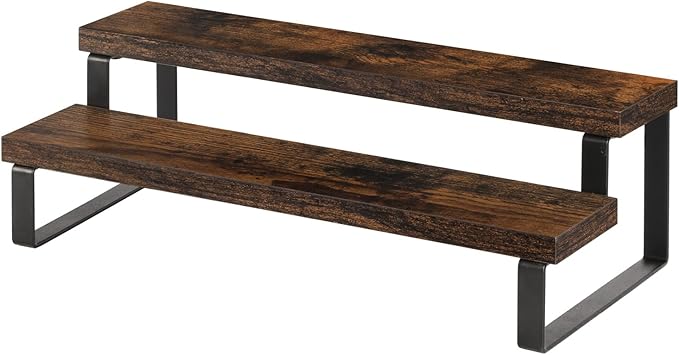 YINMIT Wooden Display Riser Stand, Tiered Perfume and Cologne Organizer Stand, 2 Tier Spice Rack Organizer, Rustic Display Shelf for Candles (2 Tier)-Ruum Studio Home