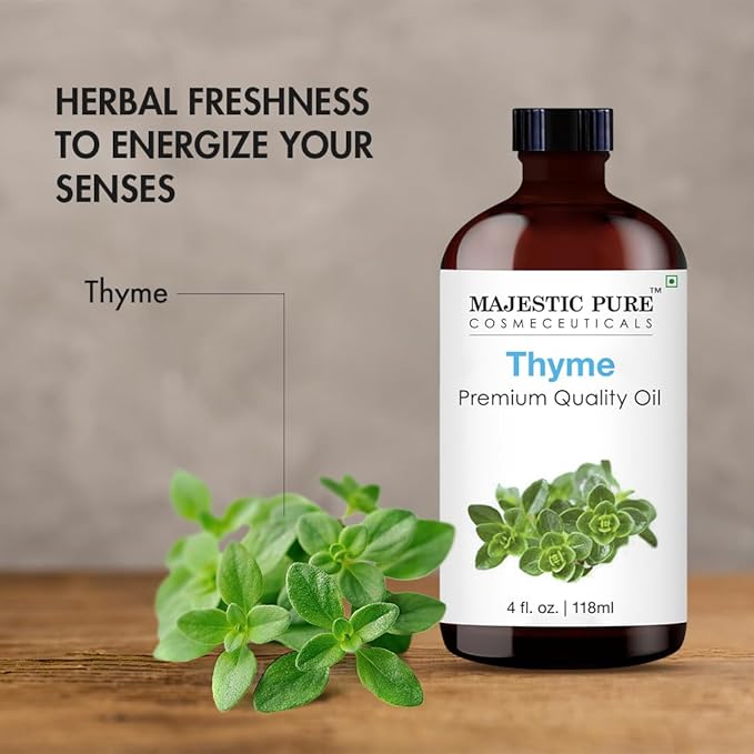 Majestic Pure Thyme Essential Oil with Glass Dropper - Huge 4 Fl Oz - 100% Pure and Natural Thyme Oil - Premium Grade Essential Oils for Diffuser, Aromatherapy, Soap and Candle Making-Ruum Studio Home