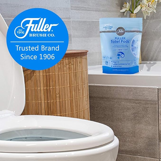 Fuller Brush Toilet Bowl Cleaner Pods - Water Soluble Tablet Cleansers - Cleans Descales & Refreshes Bathroom Toilets Removes Odors & Stains Light Fresh Scent Ideal for Homes and Businesses 6-Pack-Ruum Studio Home