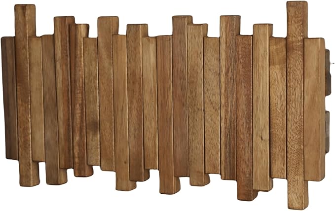 Natural Wood Wall Mounted Piano Coat Rack| Coat Rack Wall Mount| Flip Down Wall Hook Rack 5 Hooks| Entryway Wall Art Hook,Made of Acacia Wood (Wood Wax Oil staining Light Brown).-Ruum Studio Home