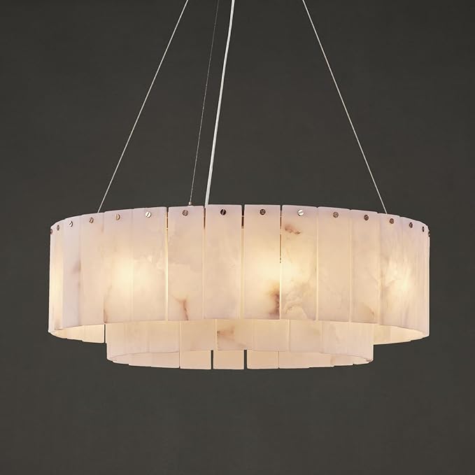 Alabaster Chandeliers D23in Round Chandeliers for Dining Room Small Chandelier Light Fixture for Kitchen Living Room Foyer Entryway Hallway-Ruum Studio Home