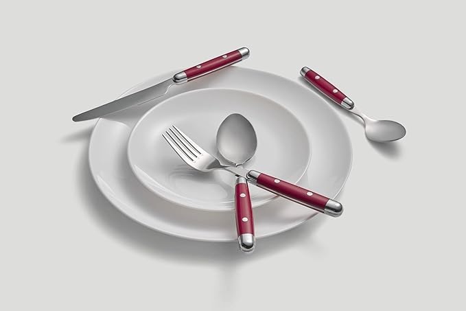 Cambridge 07216CBWD32R Jubilee Red 16-Piece Flatware Set, Thick Handles-Ruum Studio Home