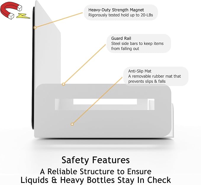 2-Pack Magnet Spice Rack For Refrigerator, White Magnetic Shelves for Classroom, 6" Deep Magnetic Shelf for Fridge Kitchen and Garage Tools Organizing, Heavy Duty 20LB Capacity-Ruum Studio Home