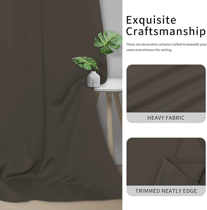 Easy-Going Blackout Curtains for Bedroom, Solid Thermal Insulated Grommet and Noise Reduction Window Drapes, Room Darkening Curtains for Living Room, 2 Panels(42x84 in, Taupe)-Ruum Studio Home