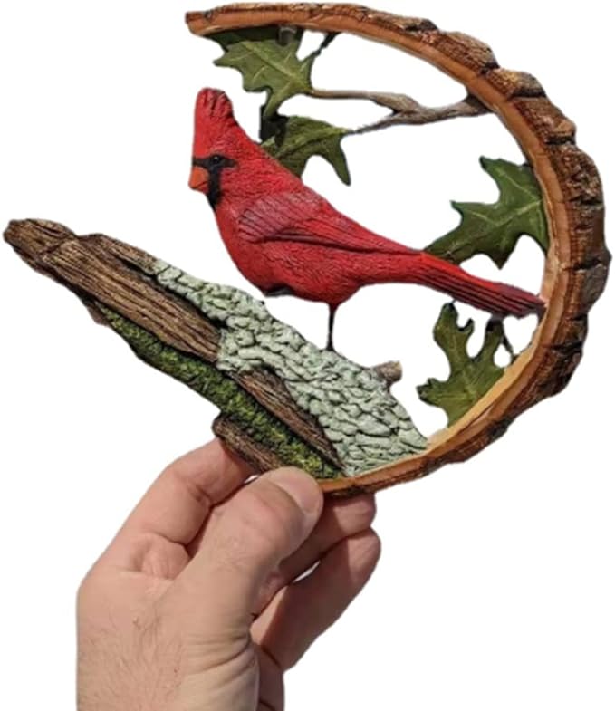 Cardinal Wood Carving - Handmade 'Cardinals Appear When Angels are Near', Unique Original Art Carving Work Statue Decor Small Animal Sculpture Art Wood Miniature-Ruum Studio Home