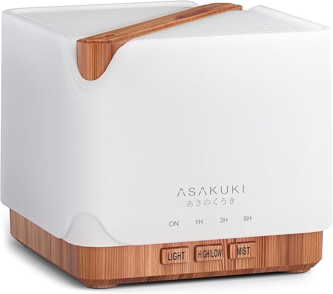 ASAKUKI 700 ml Premium Essential Oil Diffuser, 5 in 1 Ultrasonic Aromatherapy Fragrant Oil Vaporizer Humidifier, Timer and Auto-Off Safety Switch, 7 LED Light Colors-Ruum Studio Home