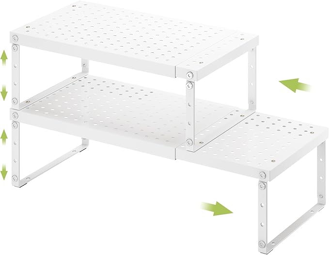 Expandable Cabinet Organizer Shelf With Adjustable Height, Stackable Kitchen Countertop Organizer Rack, Adjustable Shelf Riser For Kitchen Counter, Pantry, Cupboard, Desk, Tabletop-Ruum Studio Home