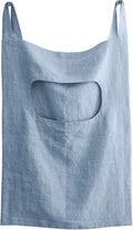Amazhiyu 100% Linen Door Hanging Laundry Hamper Bag, 19x27 Inches, Steel Blue-Ruum Studio Home