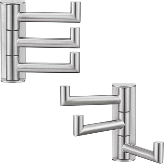 Angle Simple Swivel Towel Hooks, SUS 304 Stainless Steel Foldable Robe Hand Towel Holder for Bathroom Kitchen Wall, Brushed Nickel, 2 Pack-Ruum Studio Home