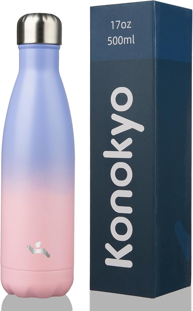 Insulated Water Bottles,17 oz Double Wall Stainless Steel Vacumm Metal Flask for Sports Travel,Pastel Sunset-Ruum Studio Home