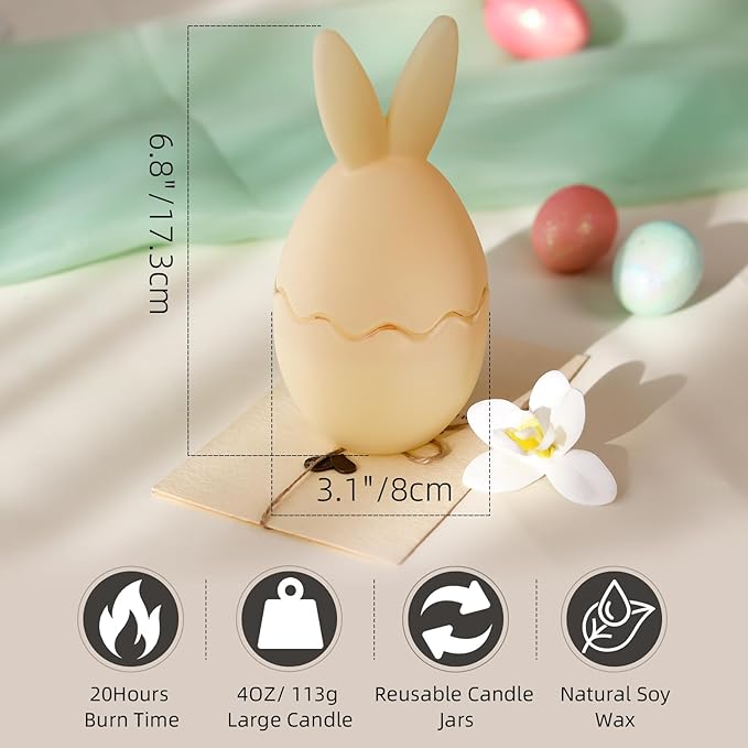 Vanilla Scented Candle, Bunny Spring Home Decor, Indoor Easter Decoration for Table Centerpiece, Gift for Women-Ruum Studio Home