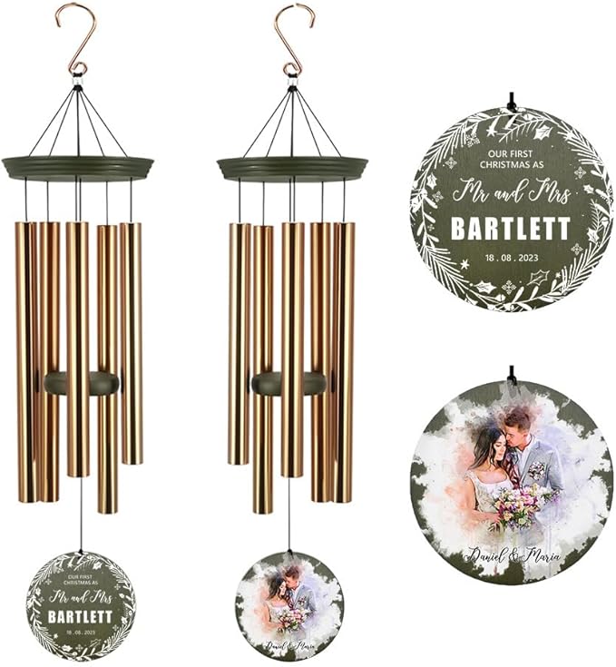 ASTARIN Personalized 20th 50th Anniversary Wind Chime, Happy Anniversary Wedding Valentine's Day Gift for Wife Husband Men Women Sister, Golden Anniversary Keepsake Decorations for Parents Couples-Ruum Studio Home
