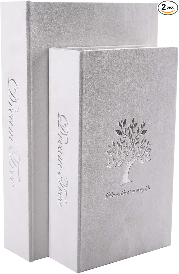 Decorative Book Boxes: Faux Books for Coffee Tables and Bookshelves, Home Decor Set of 2 Fashion Storage Boxes (Dream Tree)-Ruum Studio Home
