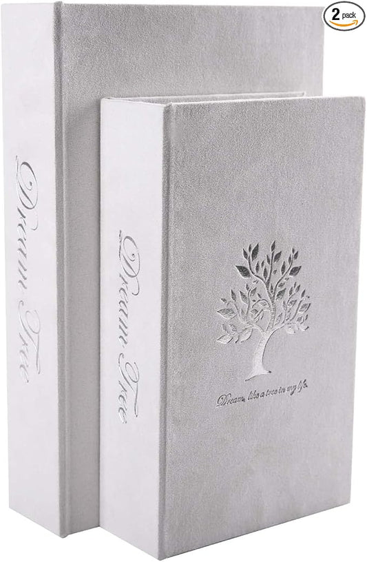 Decorative Book Boxes: Faux Books for Coffee Tables and Bookshelves, Home Decor Set of 2 Fashion Storage Boxes (Dream Tree)-Ruum Studio Home