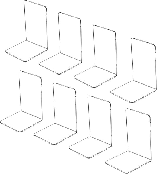 Lulonpon 8 Pieces Book Ends, Bookends, Books Stand, Books Stoppper, Clear Bookend for Shelves, Acrylic Book Ends for School, Library, Desktop Organizer ﻿-Ruum Studio Home
