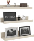 Giftgarden 16 Inch Floating Shelves Wall Mounted, Creamy White Beige Wood-Grain Wooden Ledge Shelf for Bathroom Bedroom Living Room Kitchen Nursery, Set of 3 Different Sizes-Ruum Studio Home