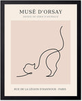 Poster Master Vintage Poster - Retro One Line Cat Drawing Print - Cat Art - Minimal Gift for Men, Women, Animal Lover - Abstract Wall Decor for Home, Office, Bedroom, 16x20 Black Framed-Ruum Studio Home