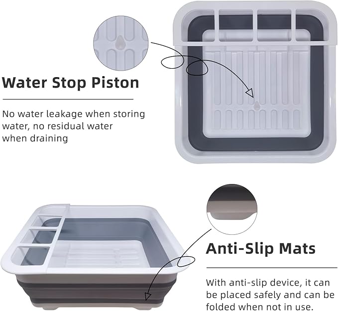 THANSTAR Collapsible Dish Drying Rack for RV Campers Portable Dinnerware Drainer Organizer for Kitchen Travel Trailer-Ruum Studio Home