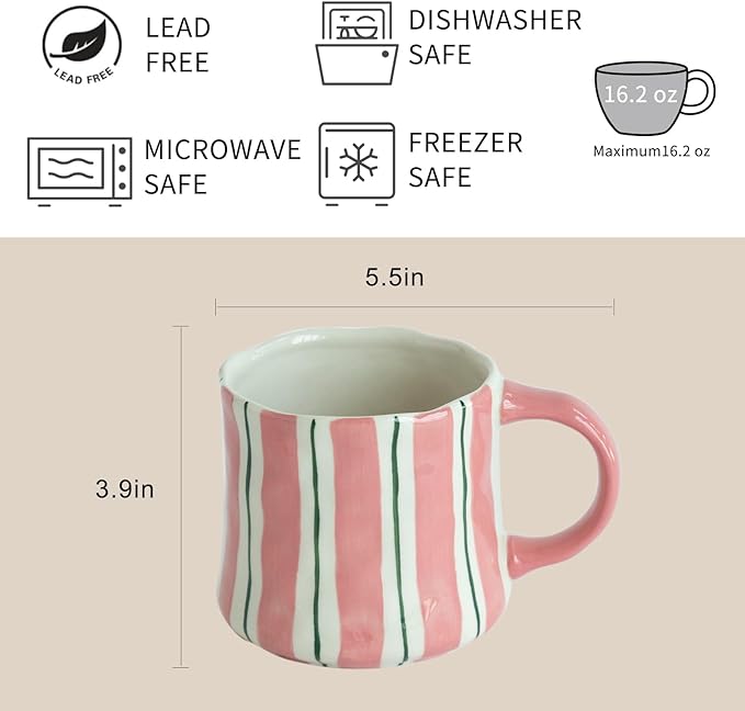 Vibrant Striped Ceramic Coffee Mug - Unique Red Design, 12oz, Microwave & Dishwasher Safe, Perfect for Daily Brews tea or coffee-Ruum Studio Home
