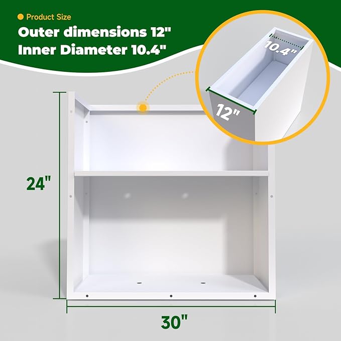 Galvanized Steel Metallic Heavy Planter for Outdoor Plants Metal Outdoor Planter Spliced Flower Box with Partitions for Outside,Indoor,Garden (White, 30 * 12 * 24)-Ruum Studio Home