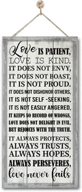 1 Corinthians 13:4-8 Inspirational Hanging Wood Decor Sign, Printed Wood Sign, Love is Patient, Love is Kind Quote, Hanging Bible Verses Woods Wall Signs, Rustic Home Decor Signs, Christian Gift J1-Ruum Studio Home